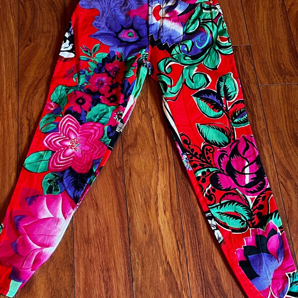 Versace Jeans Collection Floral Skinny Jeans - Red, Pink, Green, Purple